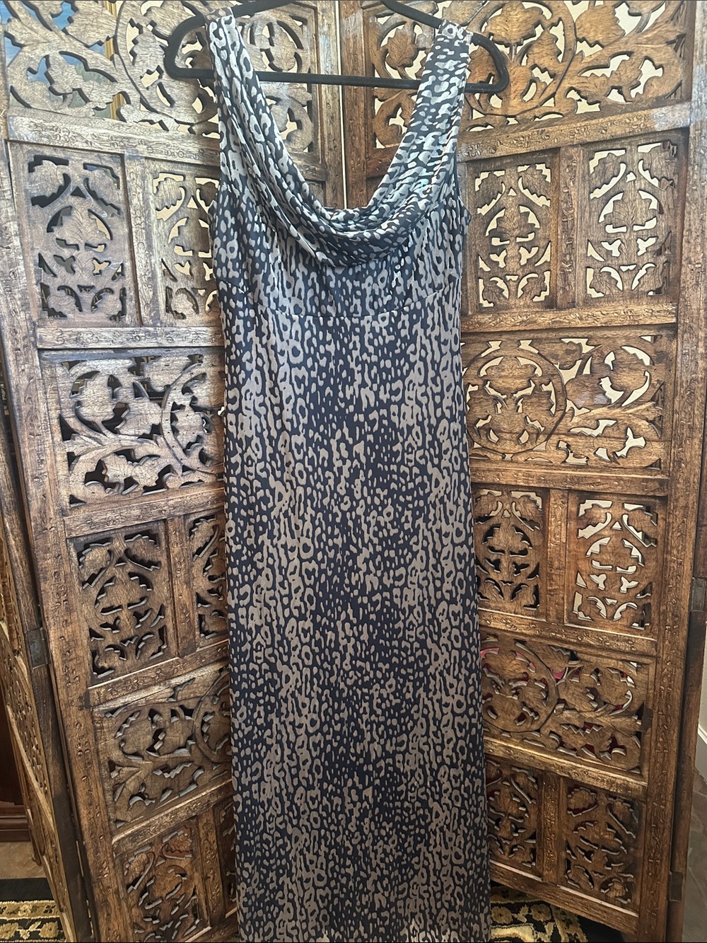 Taylor Black and Beige Animal-Print Dress Size 8
